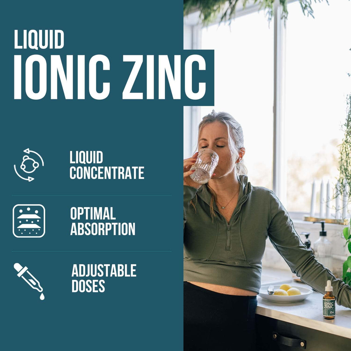 Détails de l'étiquette du zinc liquide ionique Triquetra Health