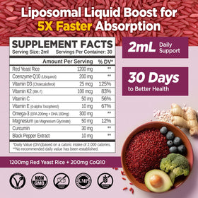 Détails de l'étiquette HOLLEGEND Liposomal Red Yeast Rice avec CoQ10