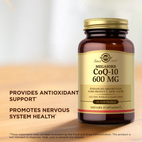 Détails de l'étiquette Solgar Megasorb CoQ-10 600 mg