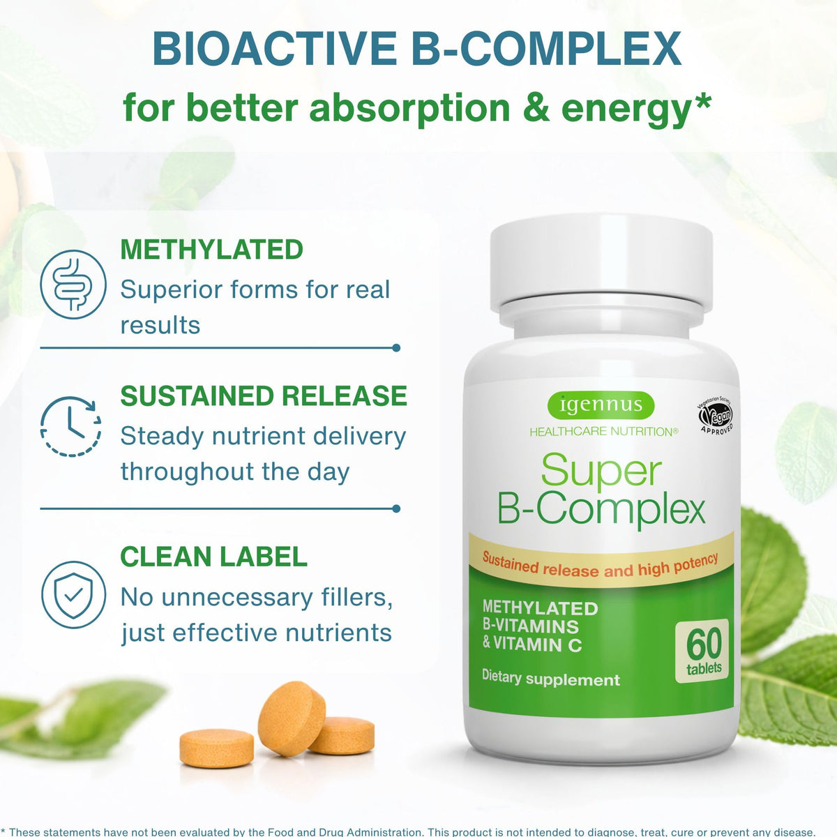 Détails de la boîte d'Igennus Super B-Complex 30g