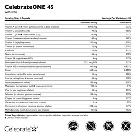 Détails de la boîte de CelebrateONE 45 Multivitamine