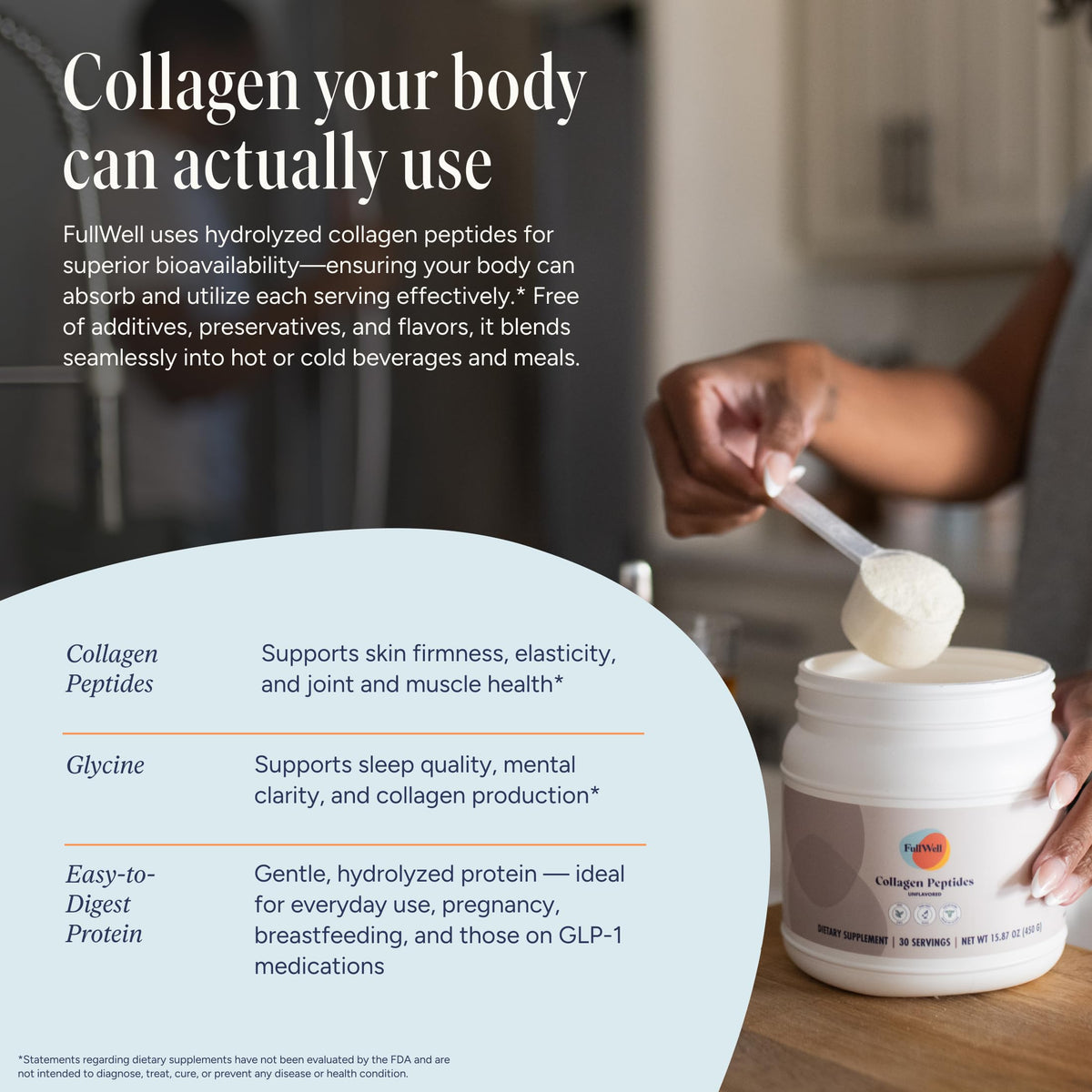 Détails de la boîte de FullWell Poudre de Collagène Peptides Non Aromatisée
