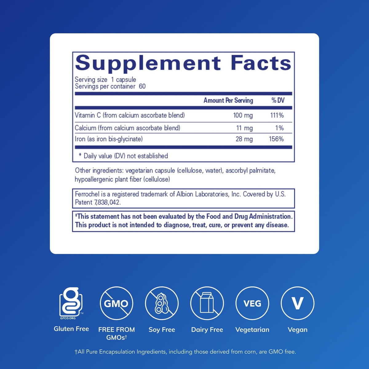 Détails de la boîte de Pure Encapsulations OptiFerin-C