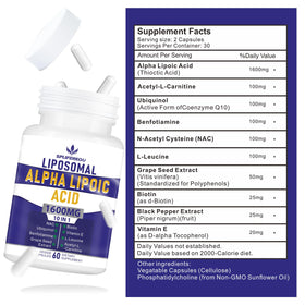 Détails de la boîte de Spliferkou Acide Alpha Lipoïque 1600mg