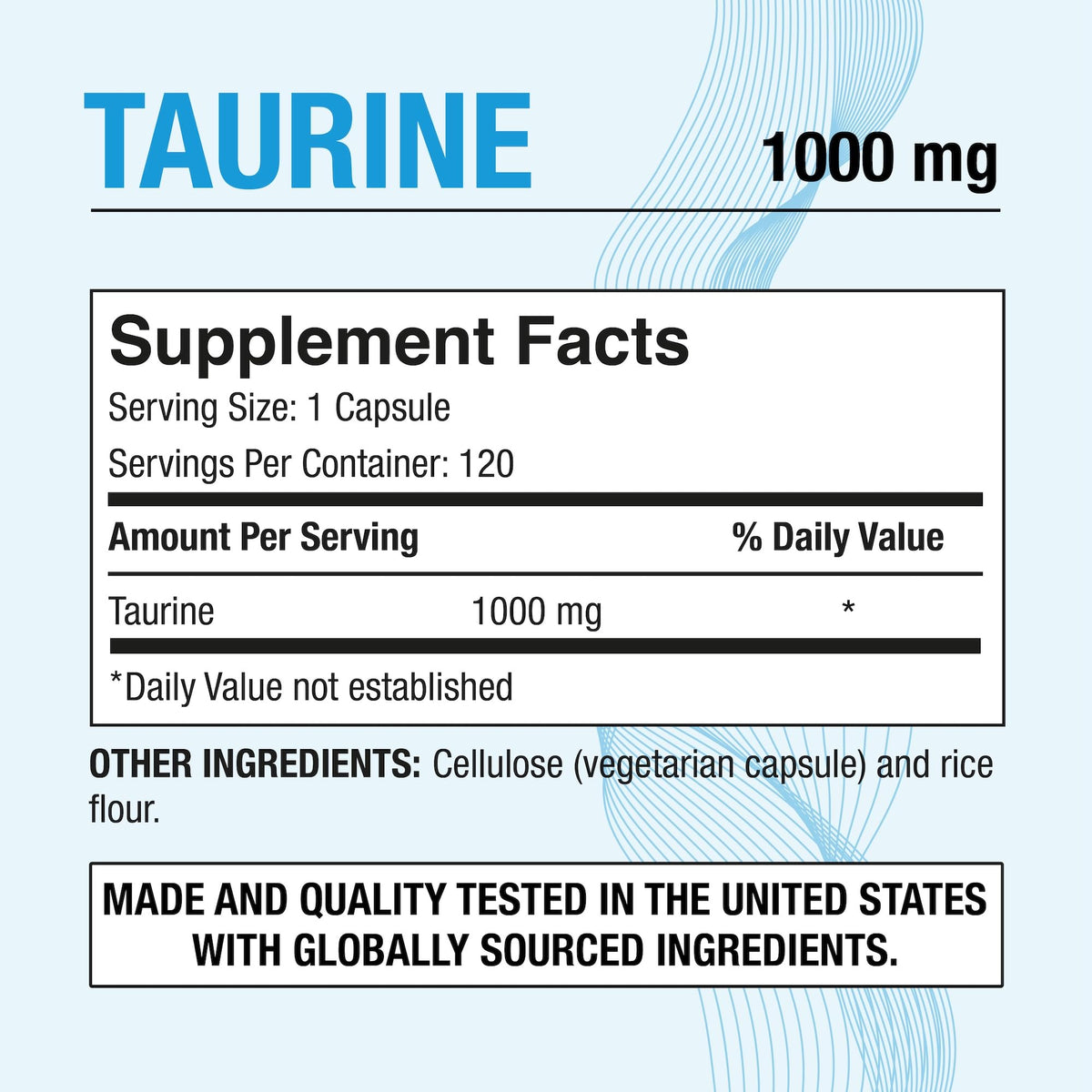 Détails de la boîte de taurine Puregen Labs, vue de côté