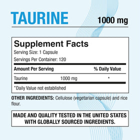 Détails de la boîte de taurine Puregen Labs, vue de côté
