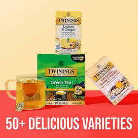 Détails de la boîte de thé vert décaféiné Twinings