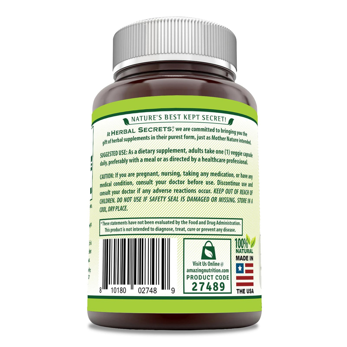 Détails de la bouteille de complément Amla Herbal Secrets