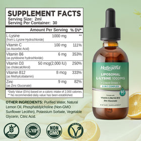 Détails de la bouteille de L-Lysine 1000MG HOLLEGEND avec étiquette
