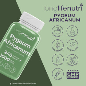 Détails de la bouteille de LongLifeNutri Extrait d'Écorce de Pygeum Africain