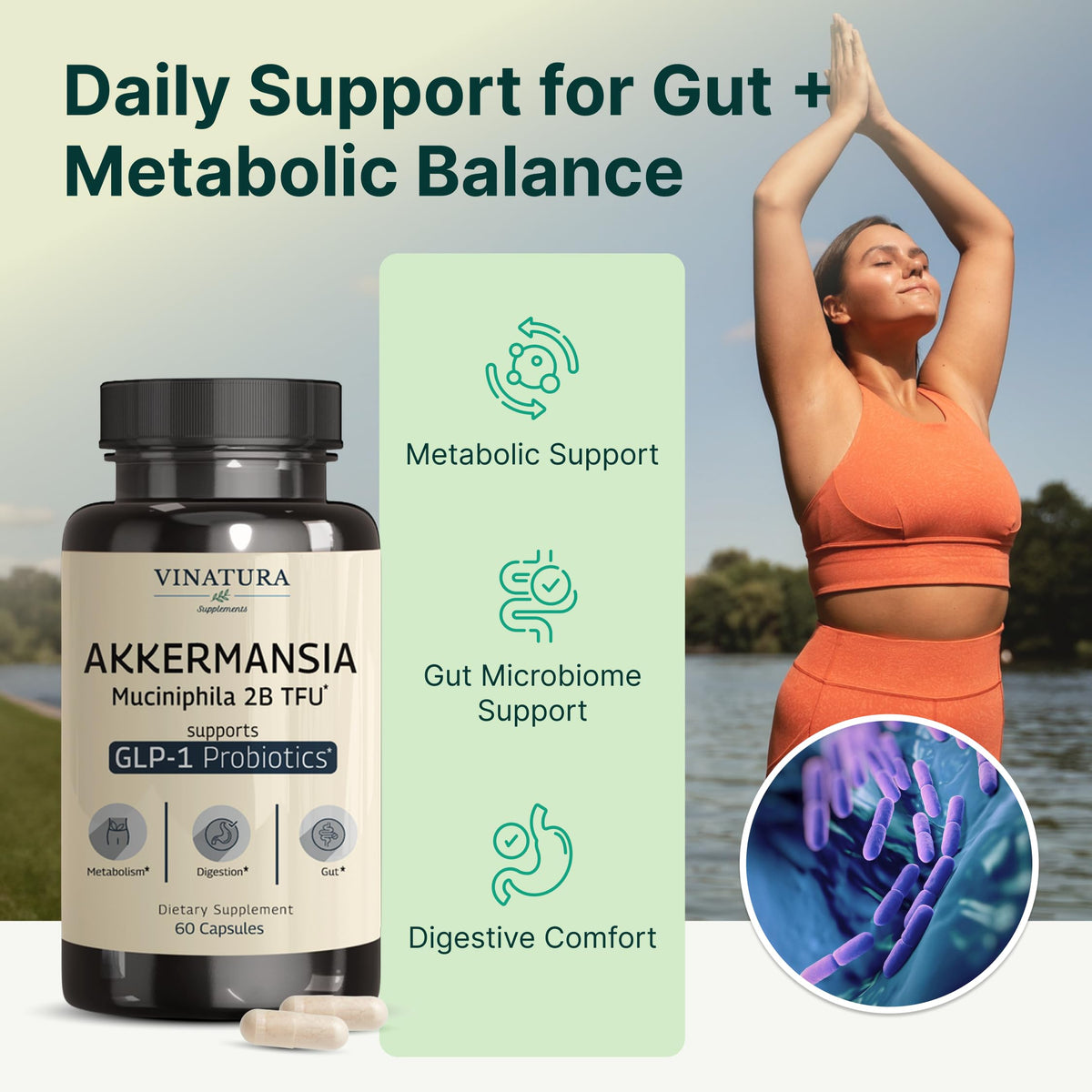 Détails de la bouteille de VINATURA Akkermansia Probiotic