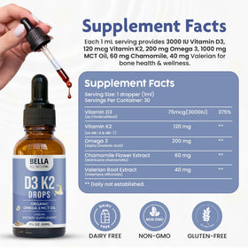 Détails de la bouteille de vitamine D3 K2 avec huile MCT
