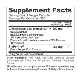 Détails de la capsule de NusaPure Ginkgo Biloba 250mg