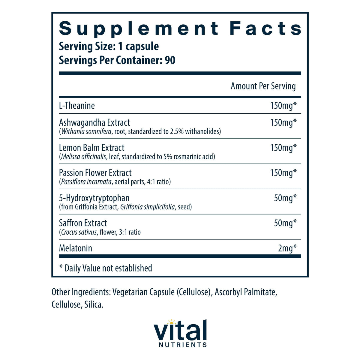 Détails de la capsule de Vital Nutrients Complément Alimentaire Sommeil