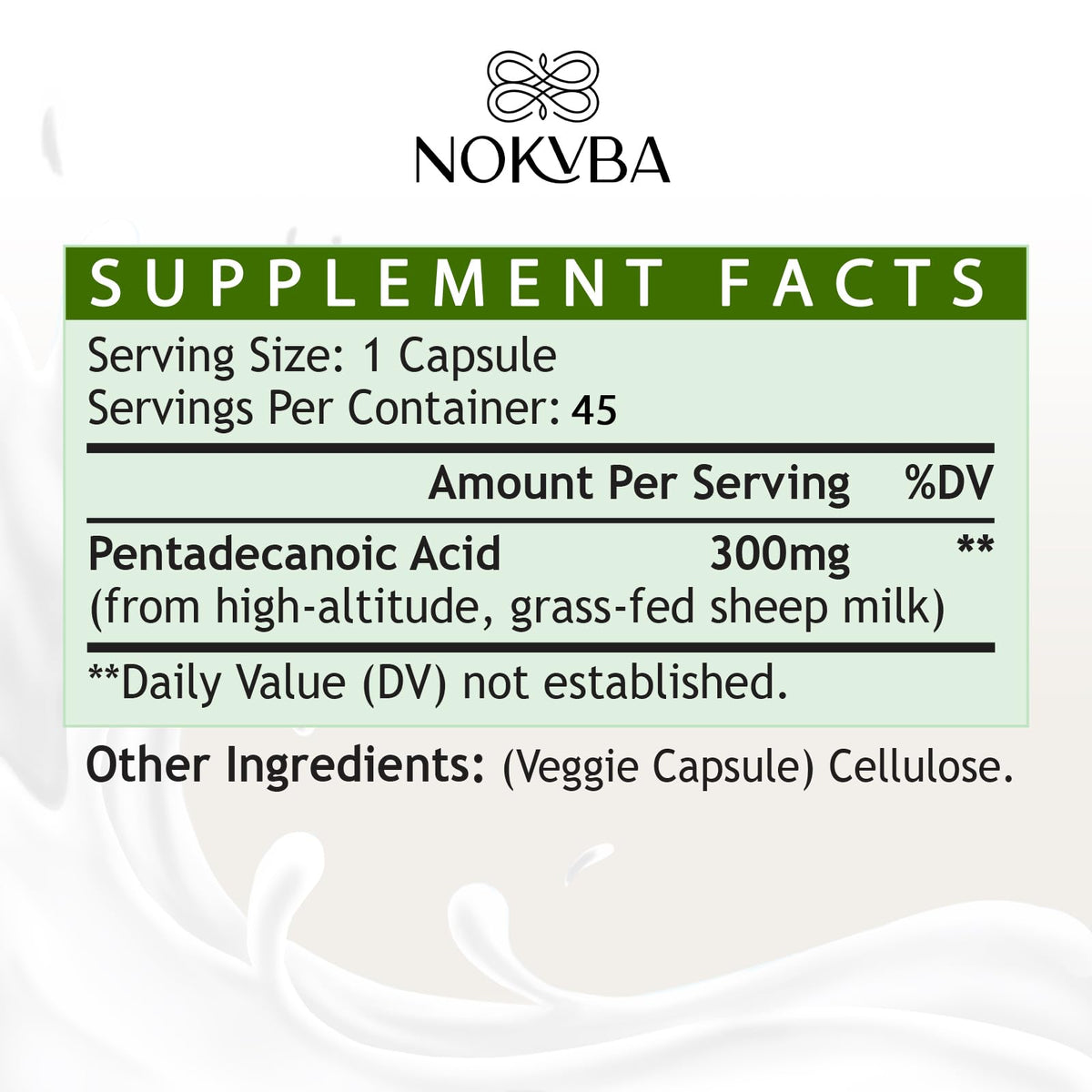 Détails de la capsule Nokvba Acide Pentadécanoïque C15:0