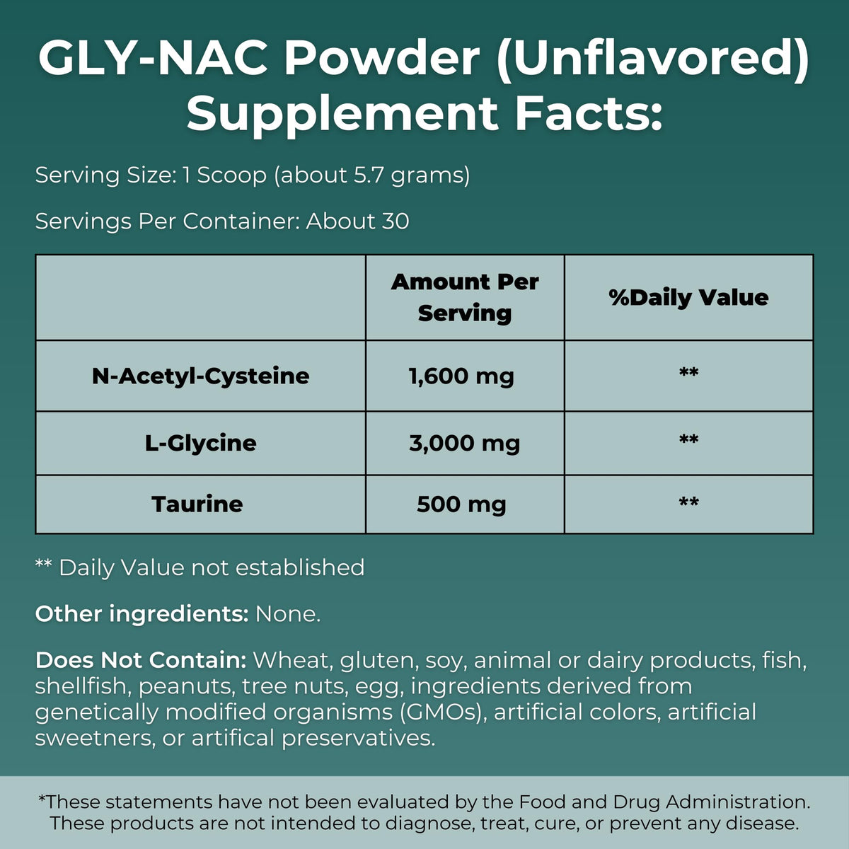 Détails de la composition de MYOXCIENCE NAC Glycine en poudre