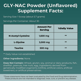Détails de la composition de MYOXCIENCE NAC Glycine en poudre