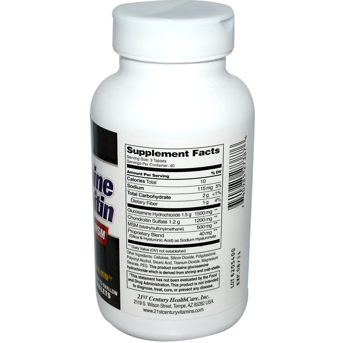 Détails de la composition des comprimés de 21st Century Glucosamine et Chondroitine Plus