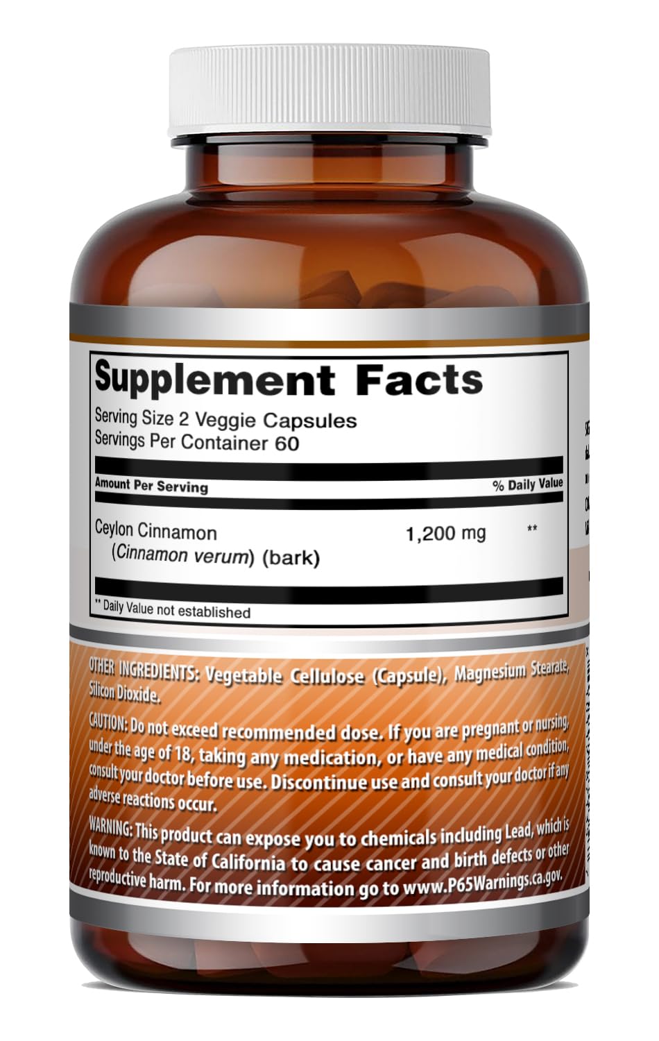 Détails de la composition du complément Amazing Nutrition Ceylon Cinnamon