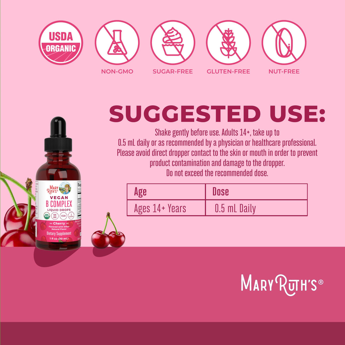 Détails de la composition du MARYRUTH'S Complexe de Vitamines B