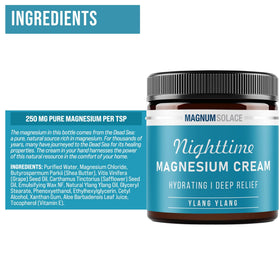 Détails de la crème de magnésium Magnum Solace avec texture