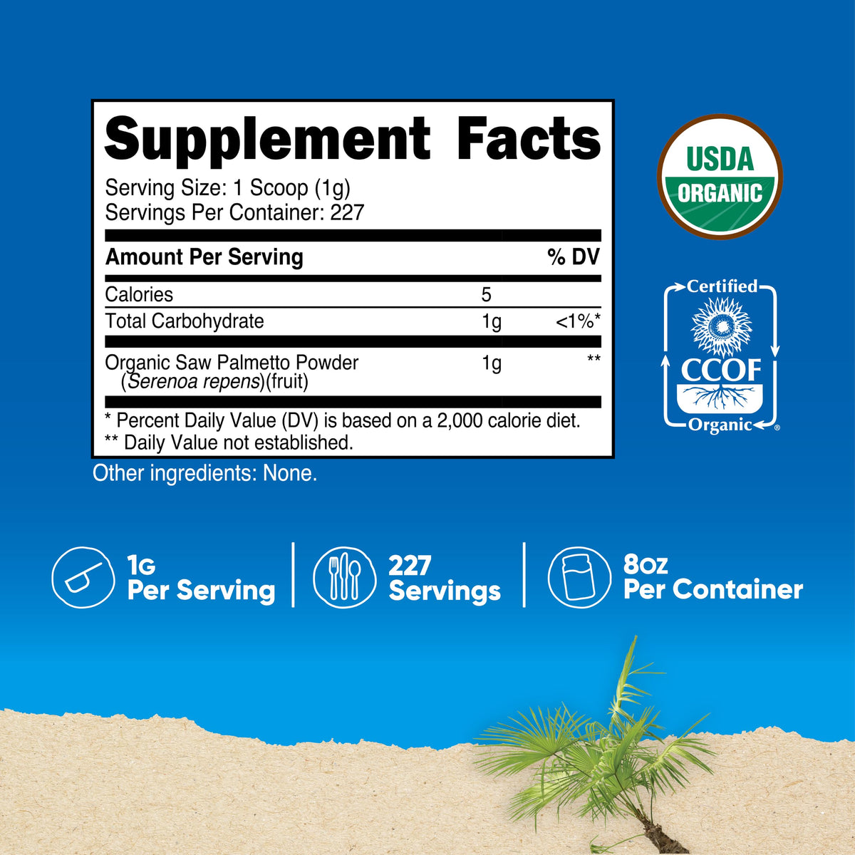 Détails de la cuillère de dosage incluse avec la poudre de Saw Palmetto
