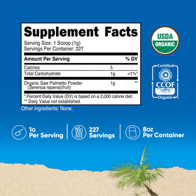Détails de la cuillère de dosage incluse avec la poudre de Saw Palmetto