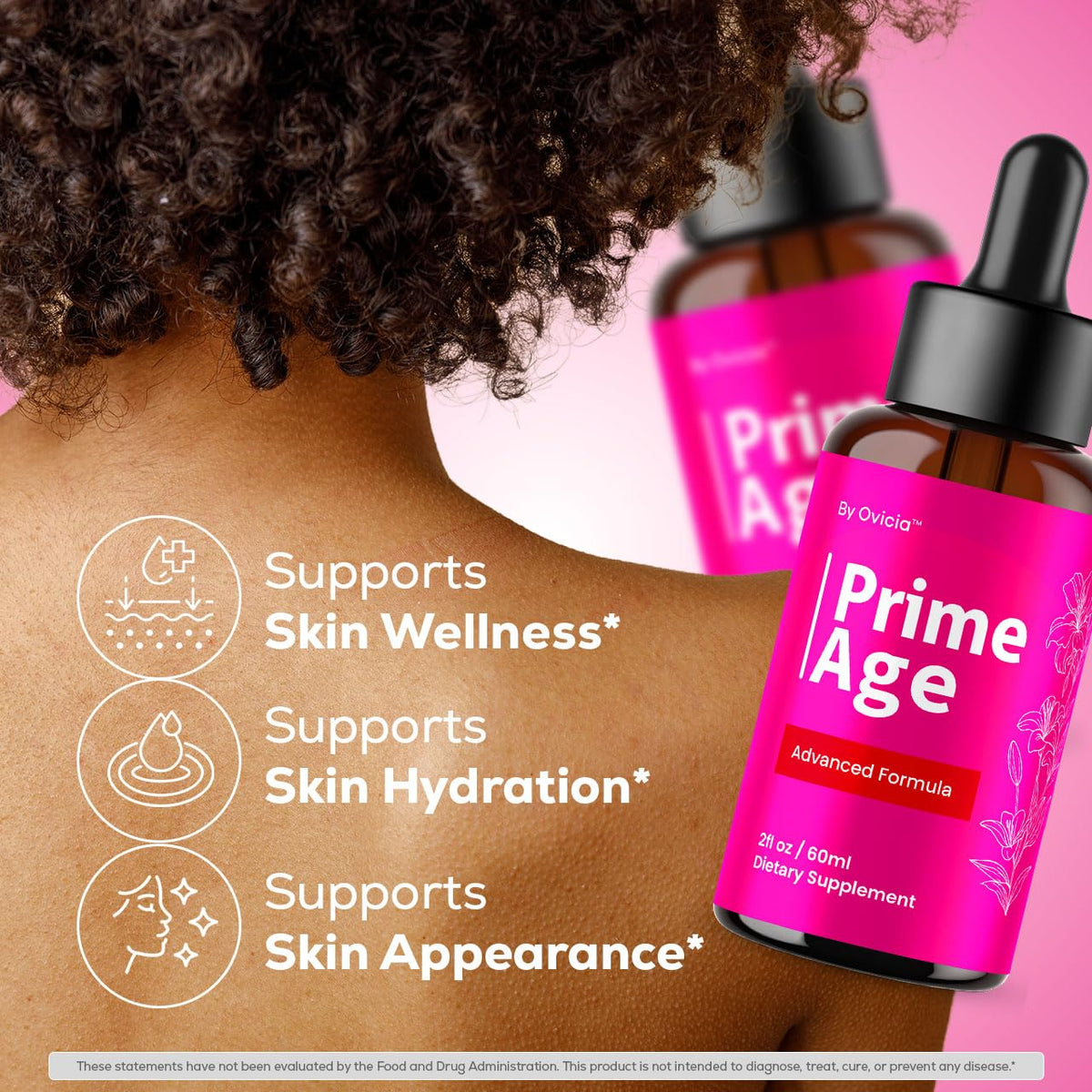 Détails de la formule avancée sur le flacon OVICIA Age Drops