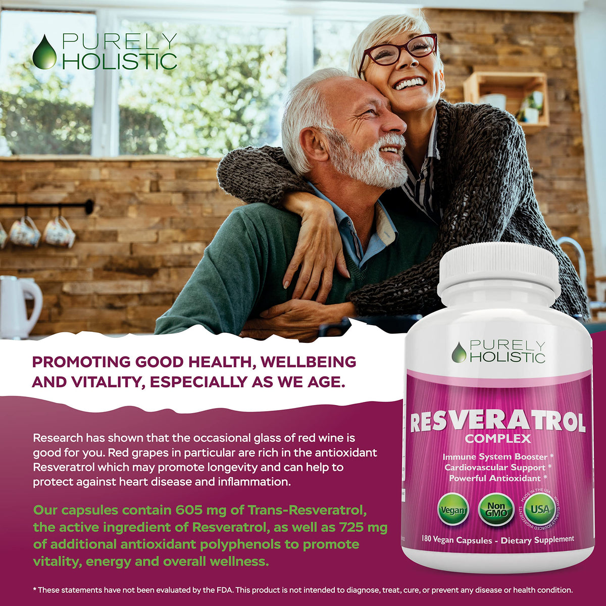 Détails de la gélule de Resvératrol 1450mg Purely Holistic