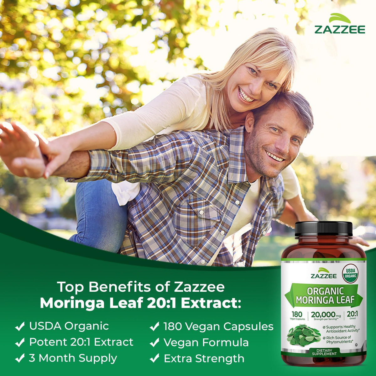 Détails de la gélule Zazzee Moringa Bio