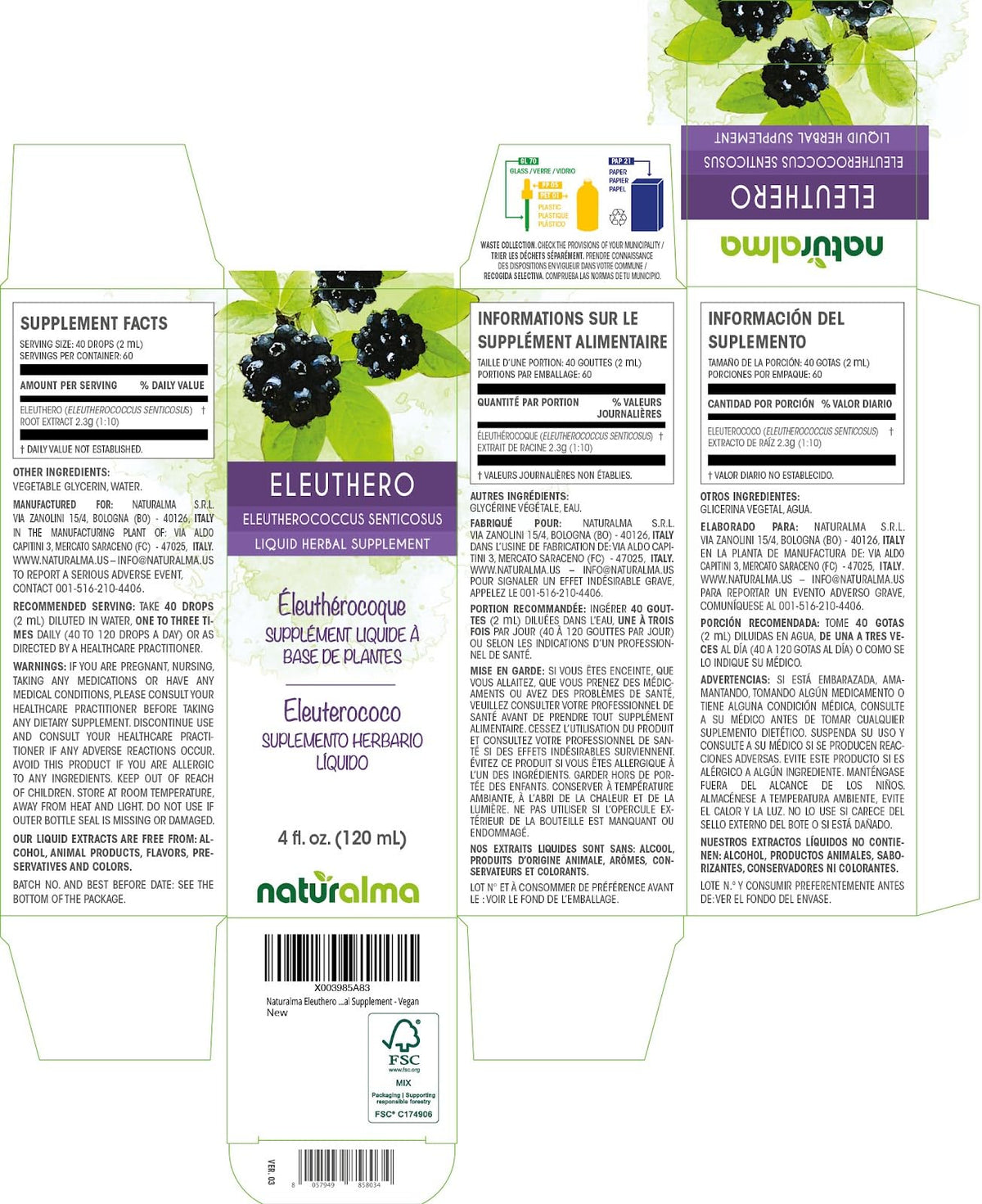 Détails de la goutteuse du flacon de Ginseng Sibérien Naturalma