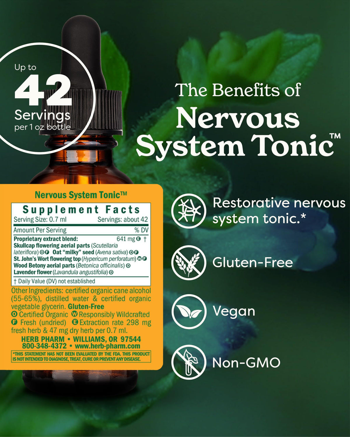 Détails de la pipette du Tonic Système Nerveux Herb Pharm
