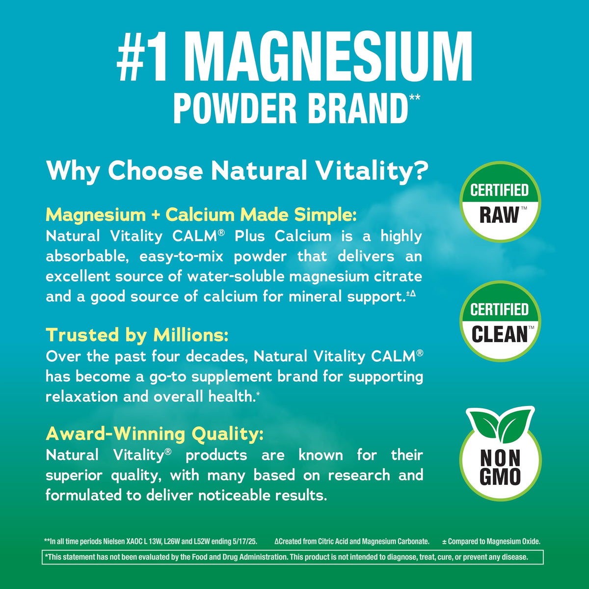 Détails de la poudre Calm Magnésium Plus Calcium avec goût framboise citron