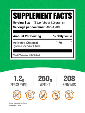 Détails de la poudre de charbon actif BulkSupplements