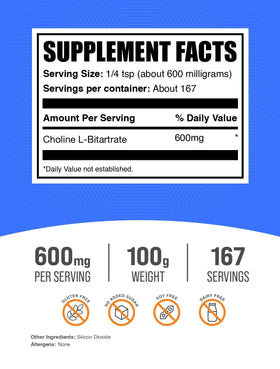 Détails de la poudre de Choline Bitartrate BulkSupplements