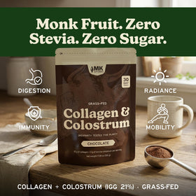 Détails de la poudre de collagène et colostrum chocolat MK Supplements