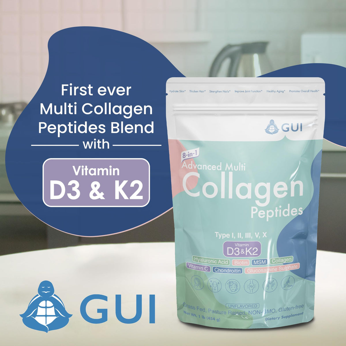 Détails de la poudre de collagène Multi 8-en-1 de GUI