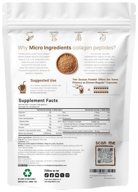 Détails de la Poudre de Collagène Multi Peptides Micro Ingredients au chocolat