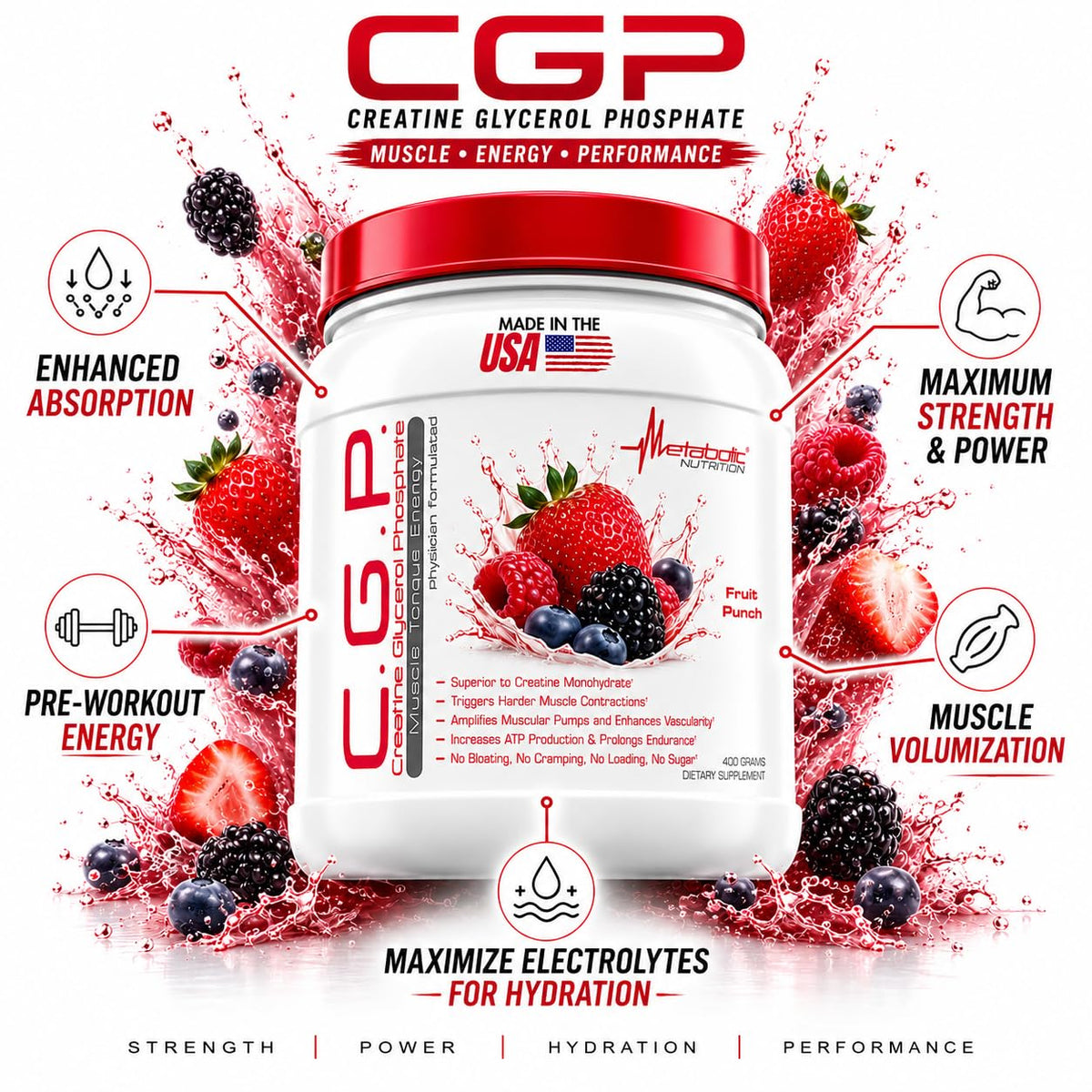 Détails de la poudre de créatine Glycerol Phosphate a balanced routine Nutrition