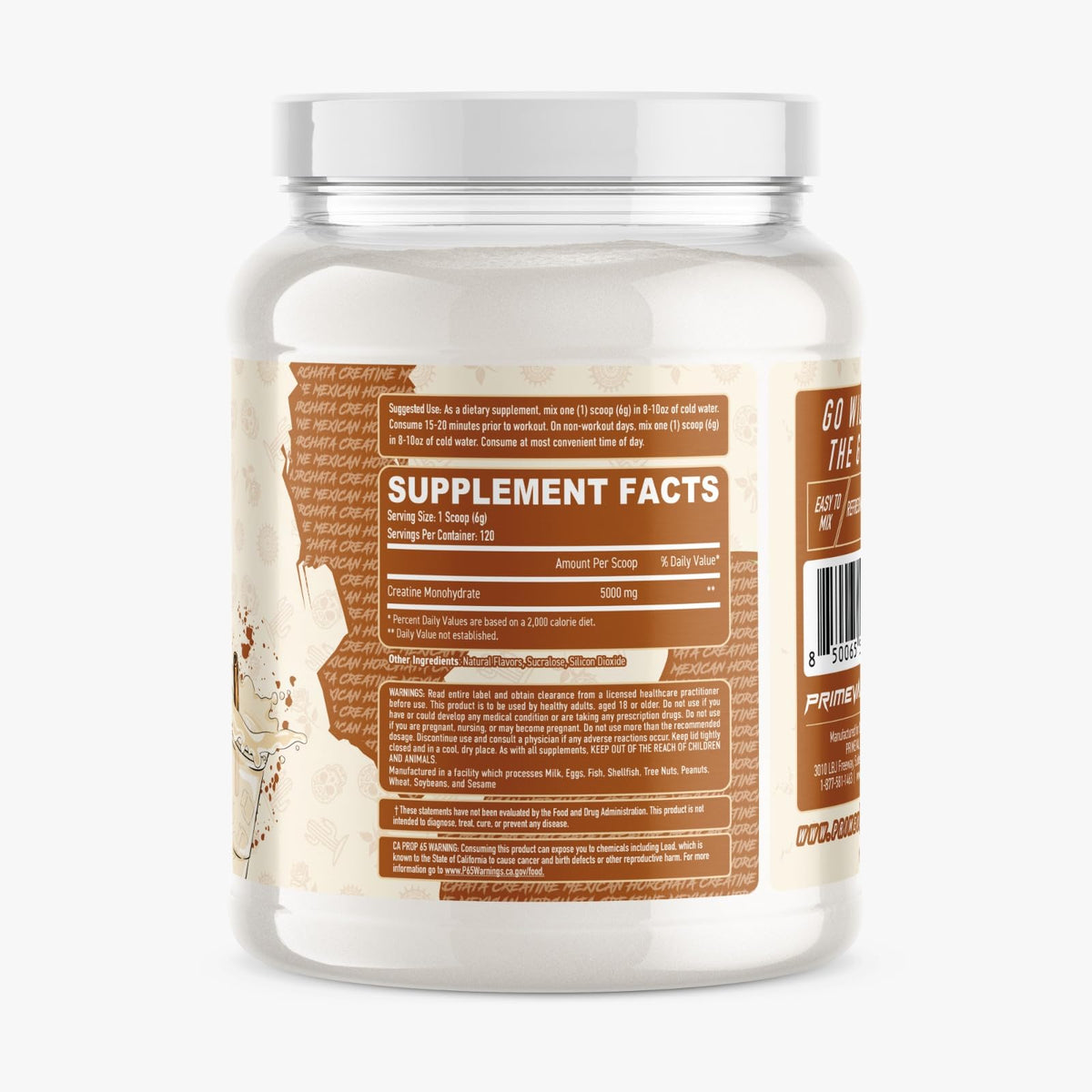 Détails de la poudre de créatine horchata Primeval Labs