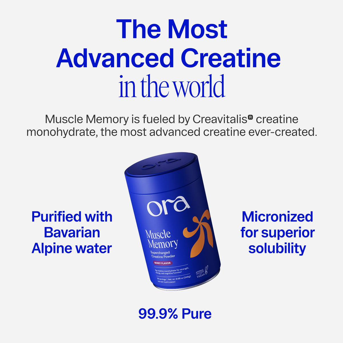 Détails de la poudre de créatine Ora Organic avec cuillère