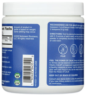 Détails de la poudre de magnésium CALM Natural Vitality avec cuillère
