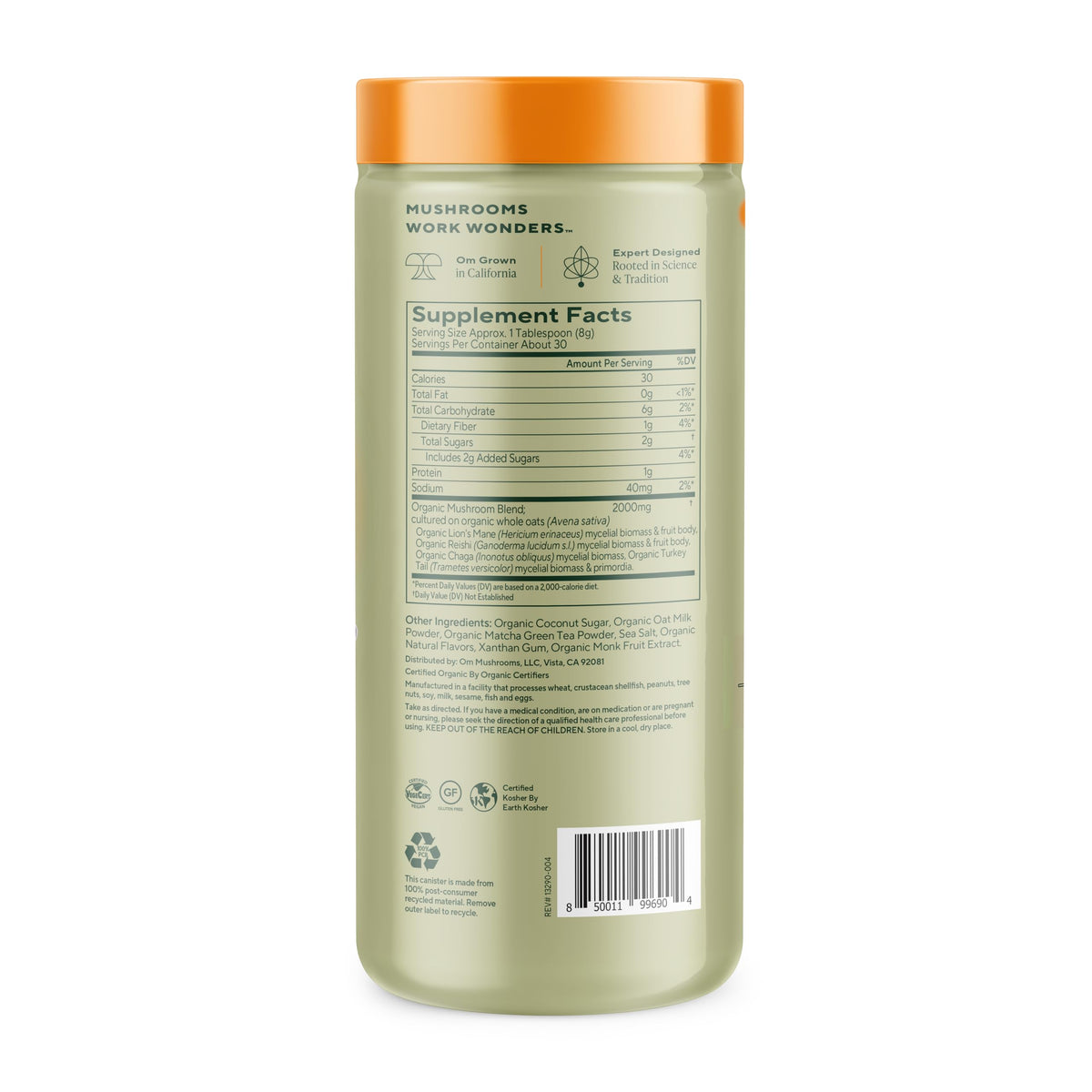 Détails de la poudre de Matcha Latte Blend OM MUSHROOM SUPERFOOD