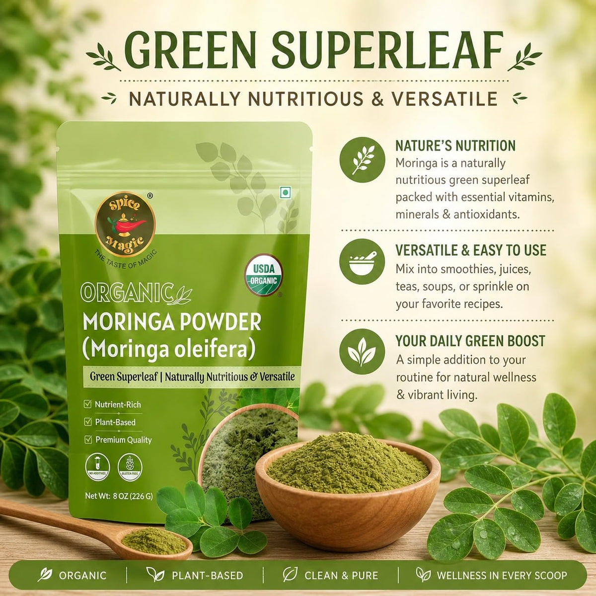 Détails de la poudre de Moringa Bio SPICE MAGIC