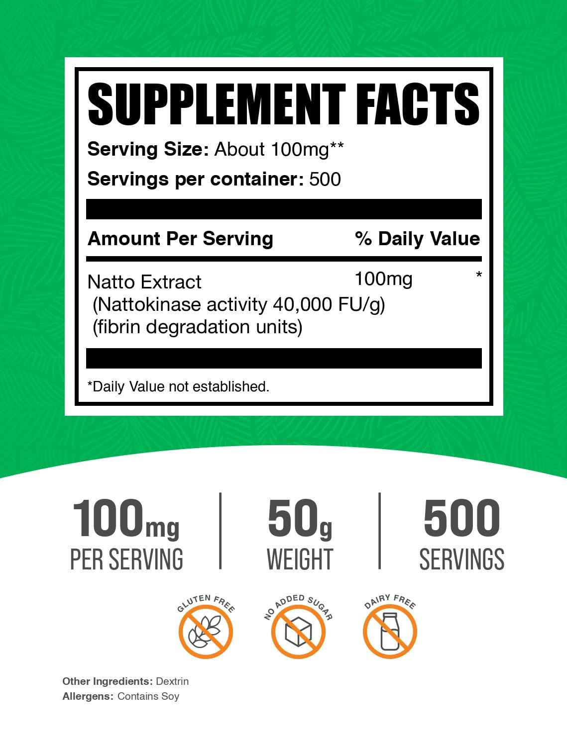 Détails de la poudre de Nattokinase 4000 FU BulkSupplements