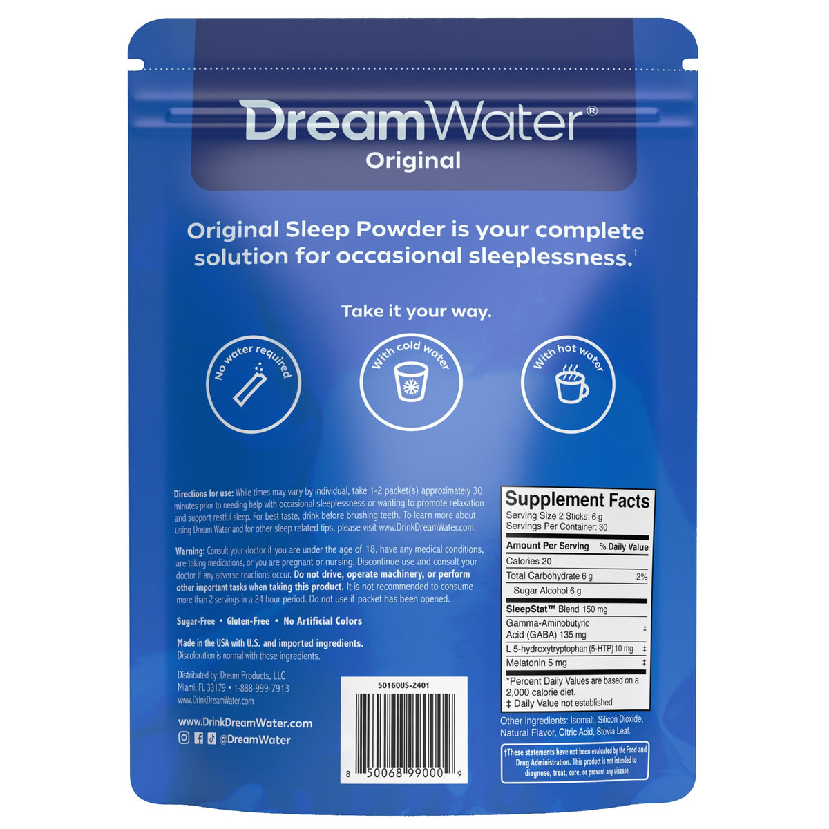 Détails de la Poudre de Sommeil Dream Water Snoozeberry