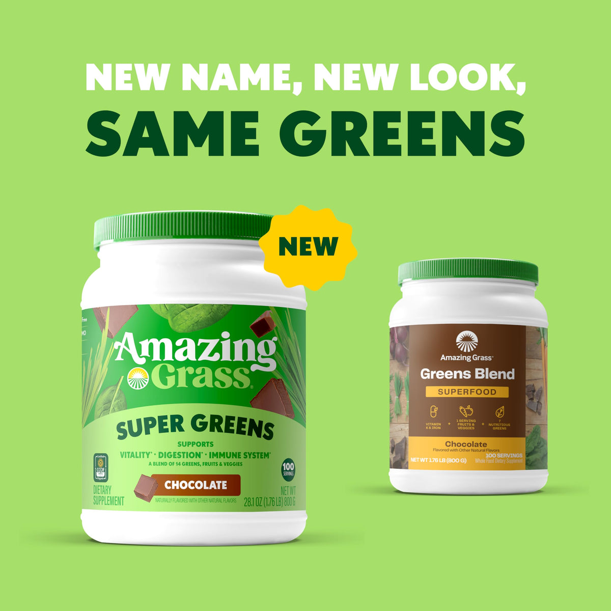 Détails de la poudre de Super Greens Bio Chocolat Amazing Grass