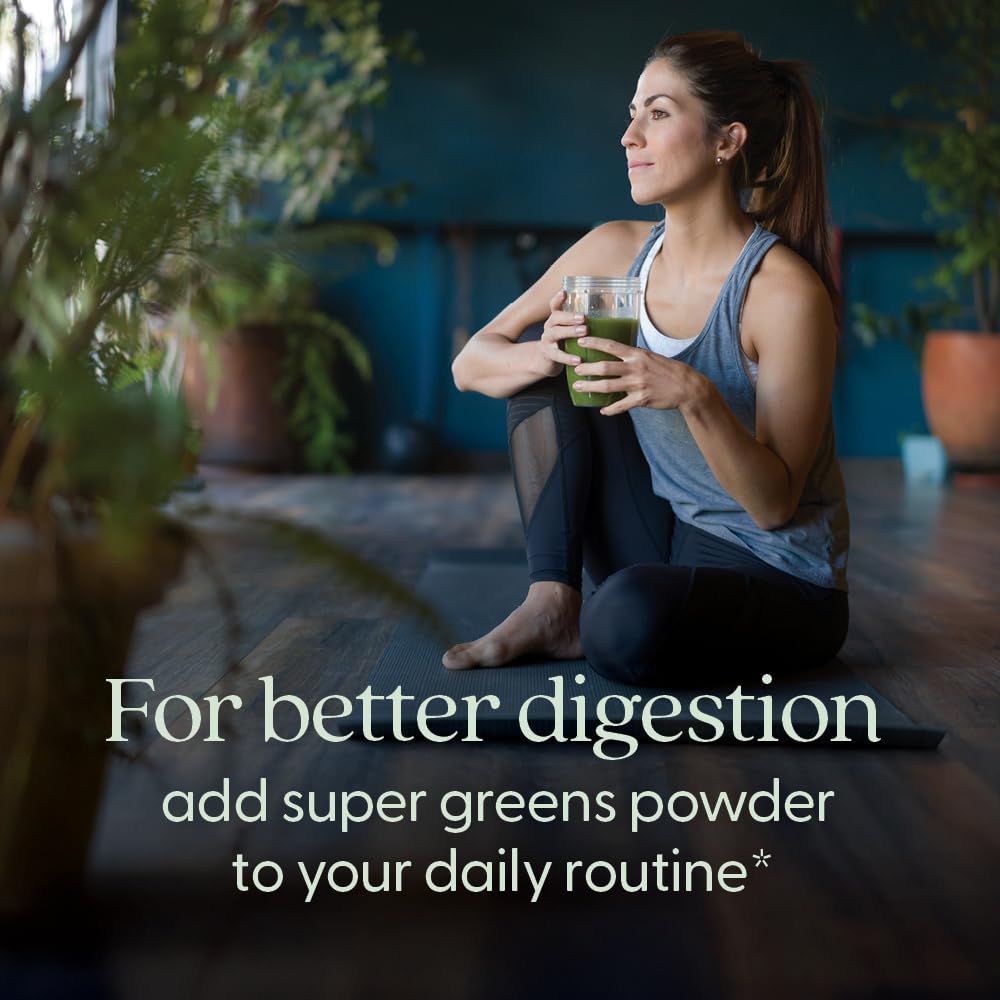 Détails de la poudre de Super Greens New Chapter avec ingrédients bio