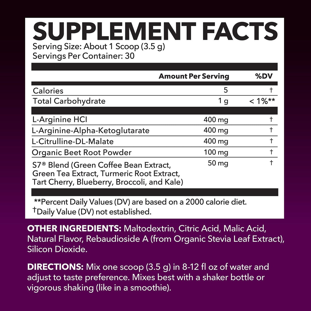 Détails de la poudre L-Arginine HAVASU NUTRITION avec ingrédients