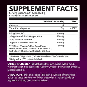 Détails de la poudre L-Arginine HAVASU NUTRITION avec ingrédients